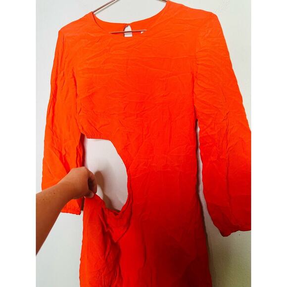 BA&SH Orange Crepe Hourglass Long Sleeves Mini Dress Size Small - Picture 7 of 11
